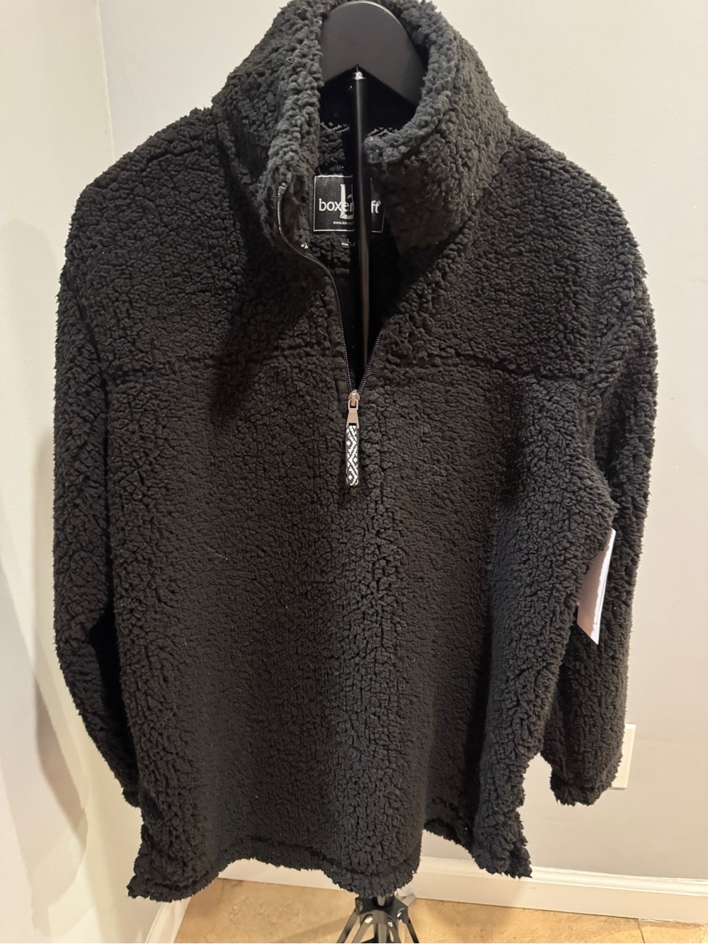 NWT boxercraft Women's Black Sherpa Half-Zip Pullover